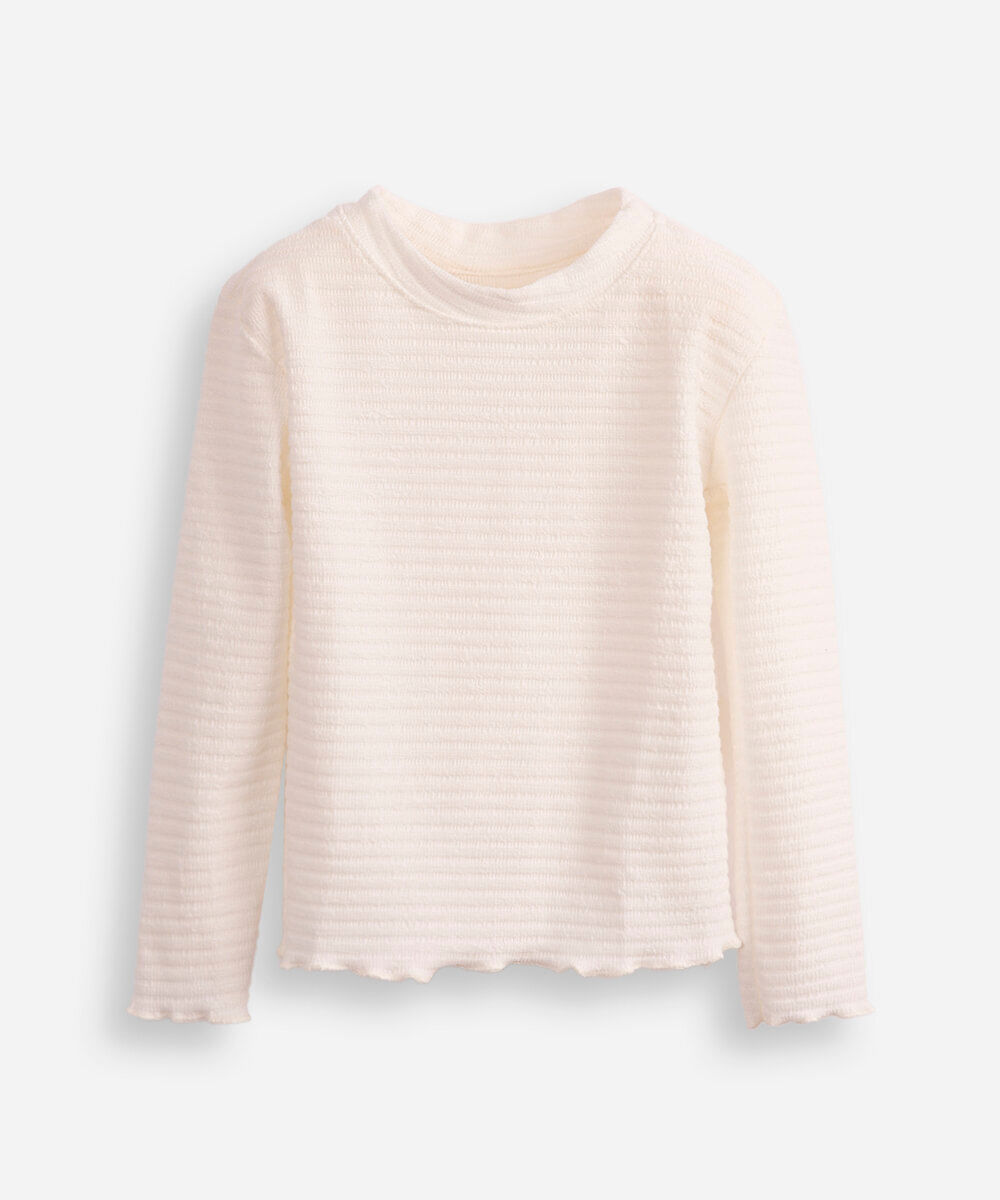 blusa infantil manga longa texturizada com fru fru off white