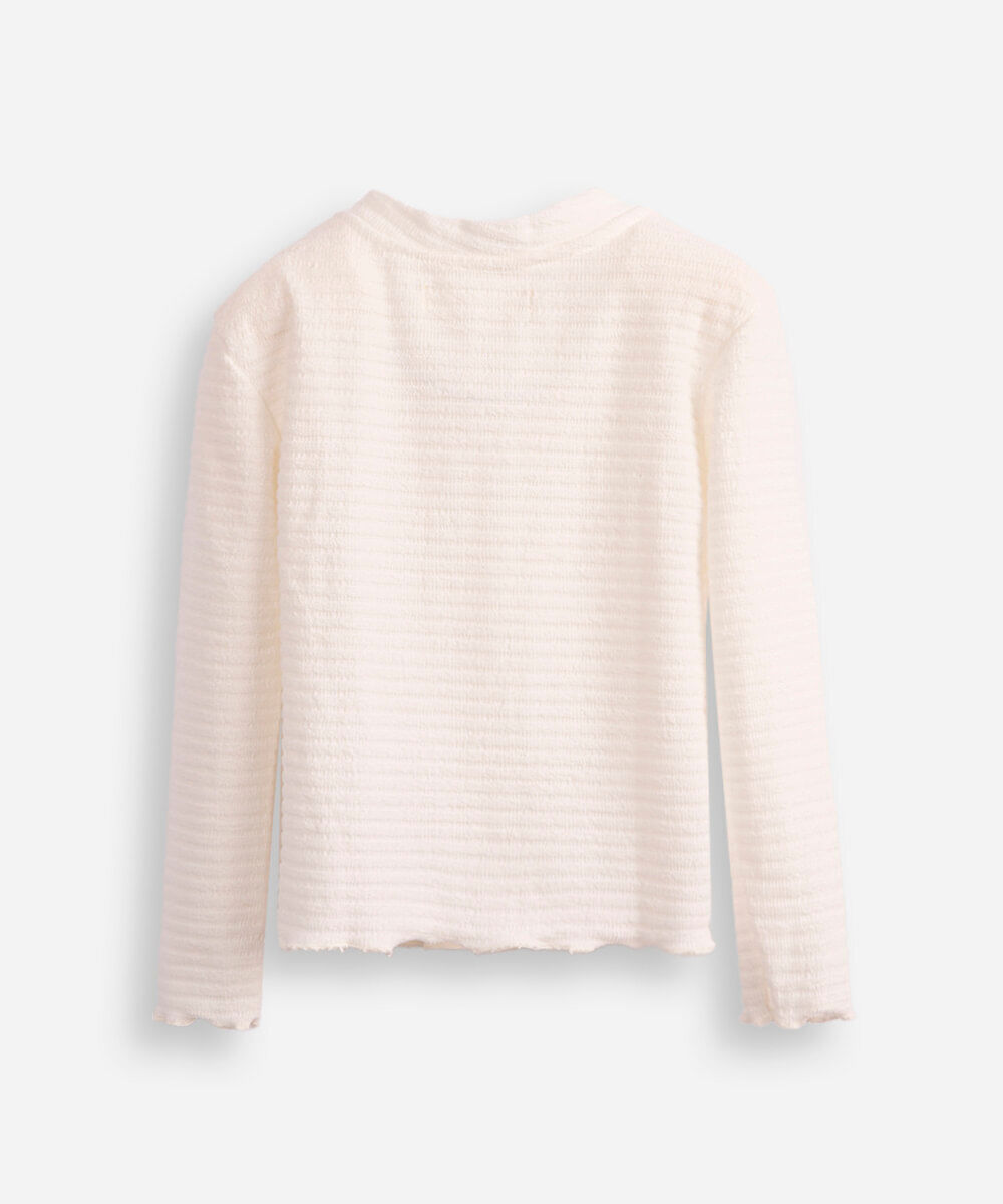 blusa infantil manga longa texturizada com fru fru off white