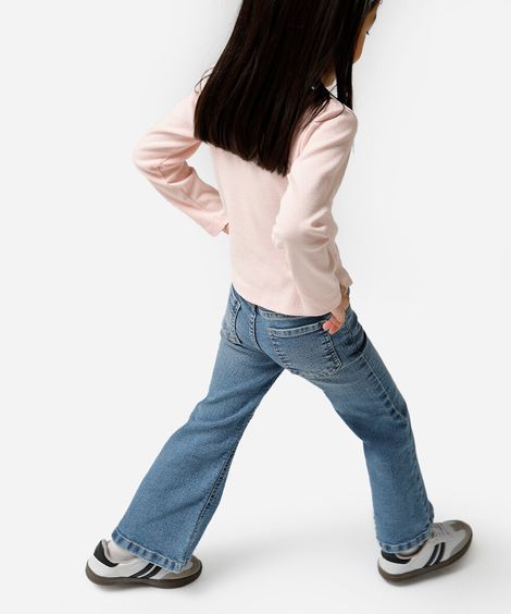 calça flare infantil jeans azul