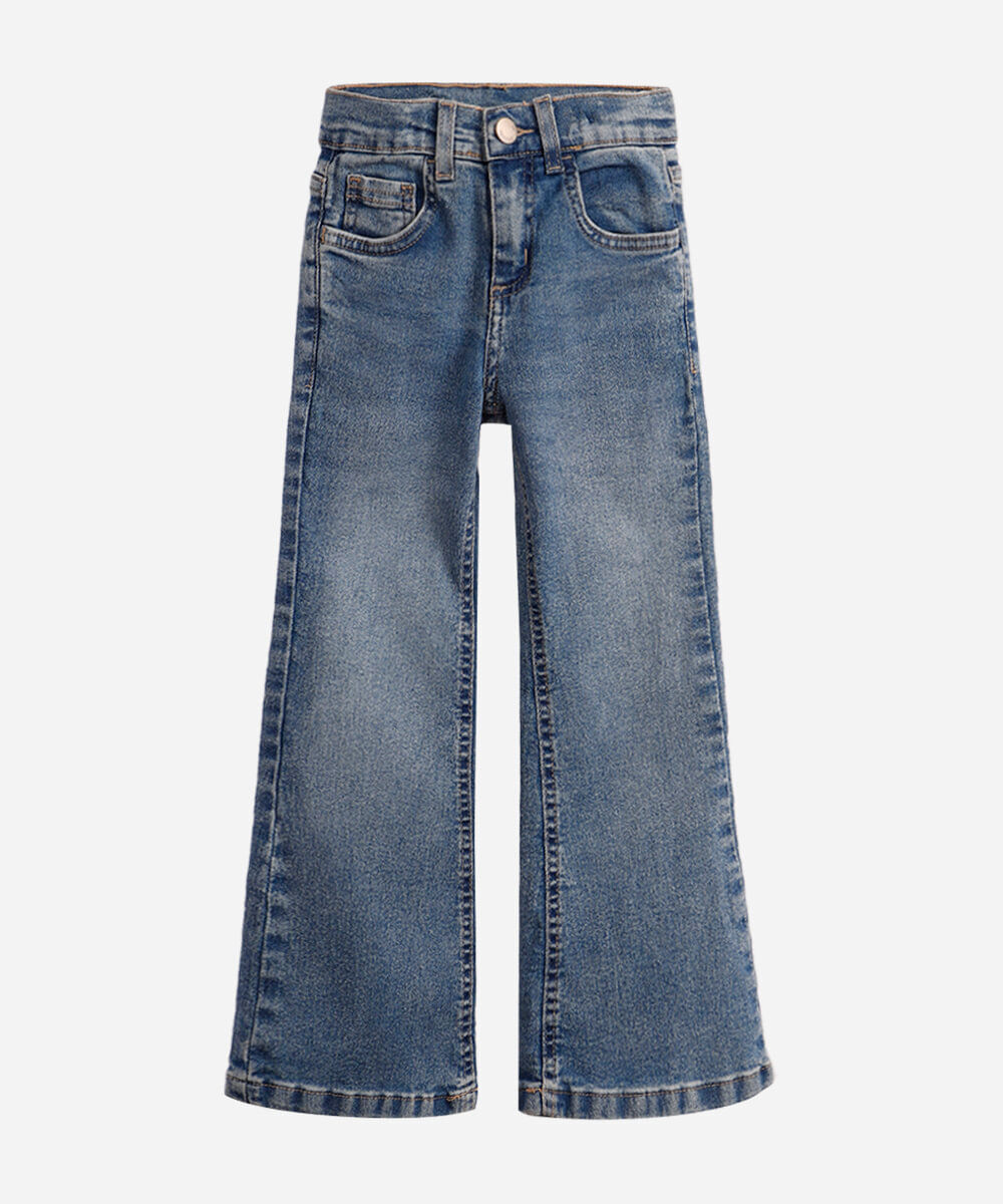 calça flare infantil jeans azul