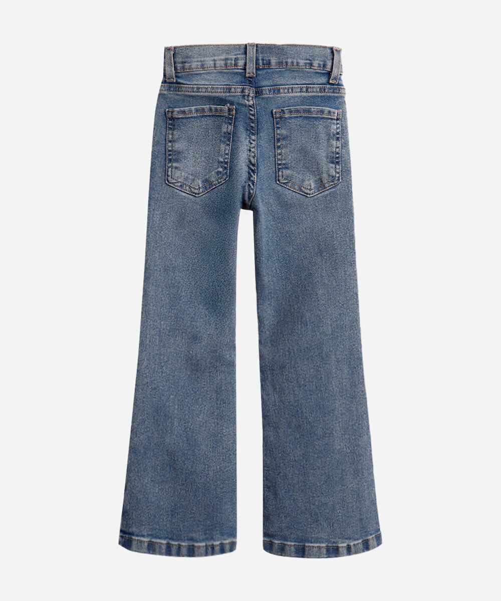 calça flare infantil jeans azul