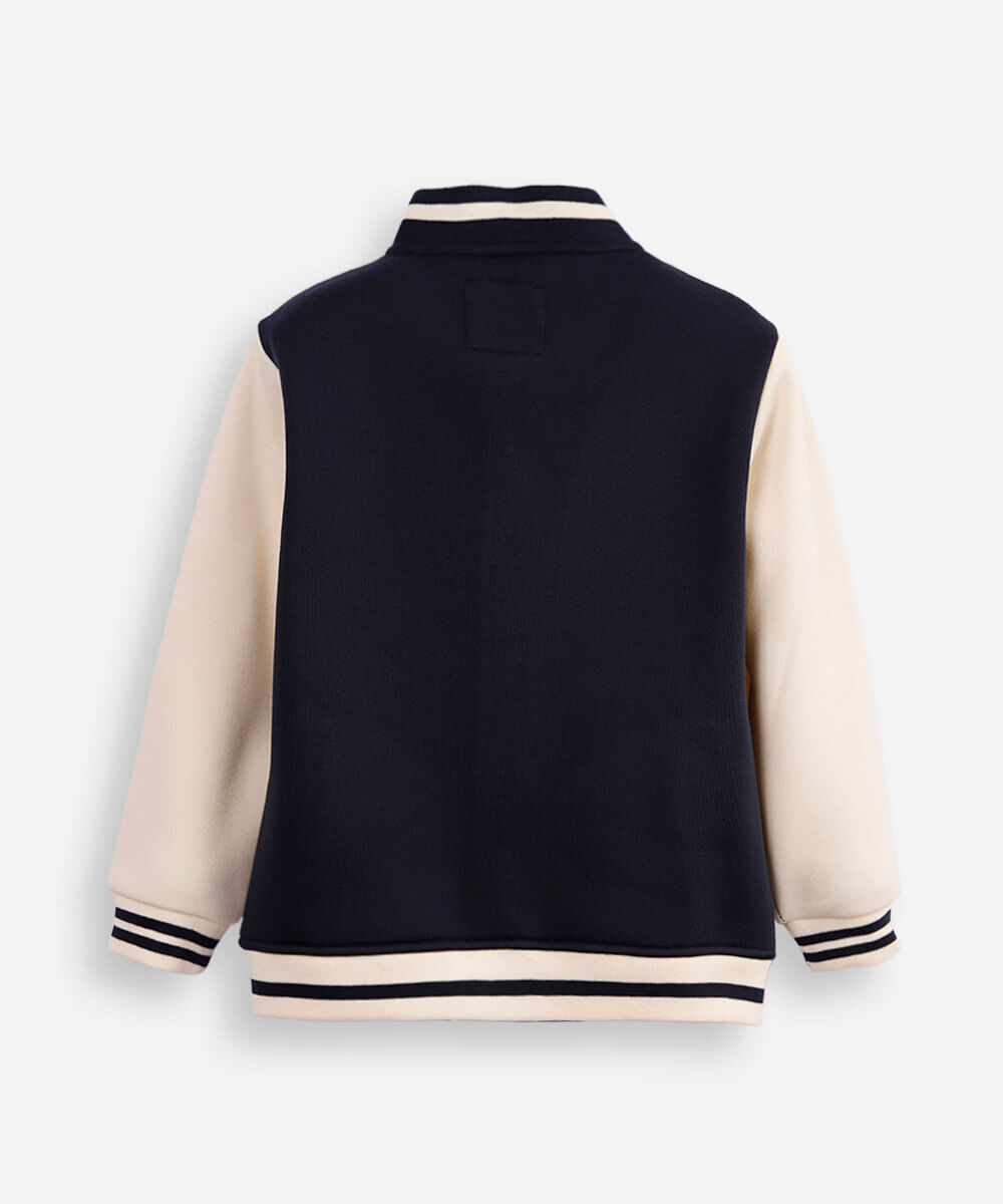jaqueta bomber infantil de moletom new york azul