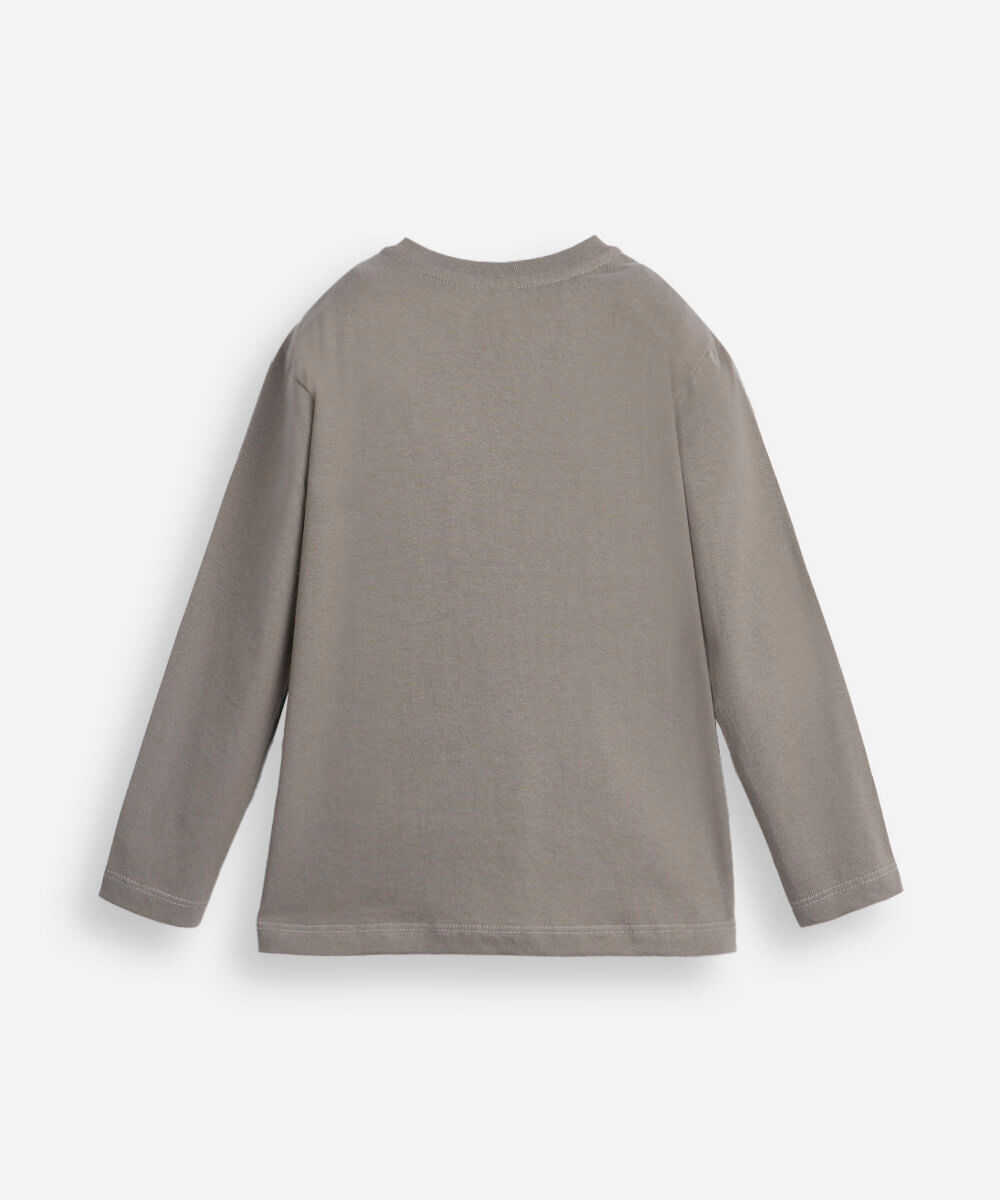 blusa de algodão infantil manga longa never stop ride cinza