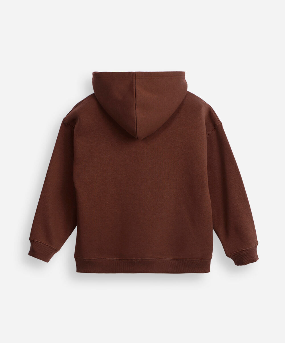 blusão oversized de moletom infantil com capuz phoenix marrom