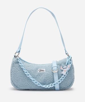 bolsa baguete com corrente stitch azul