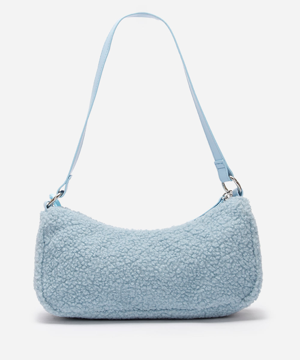 bolsa baguete com corrente stitch azul