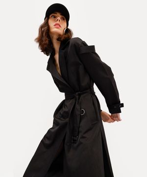casaco trench coat unissex yan acioli preto