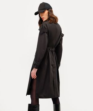 casaco trench coat unissex yan acioli preto