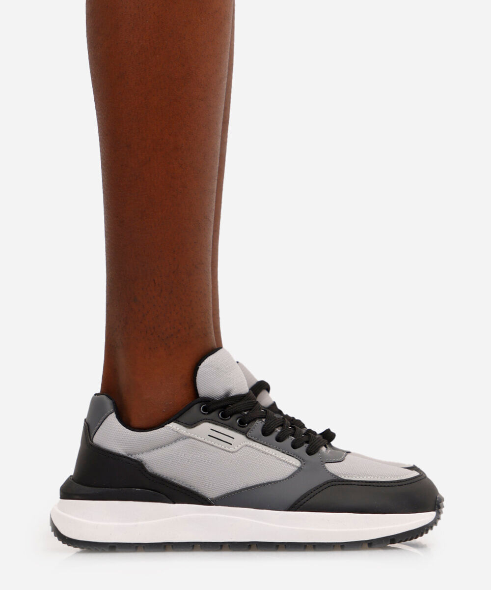 tênis casual masculino com recortes oneself cinza