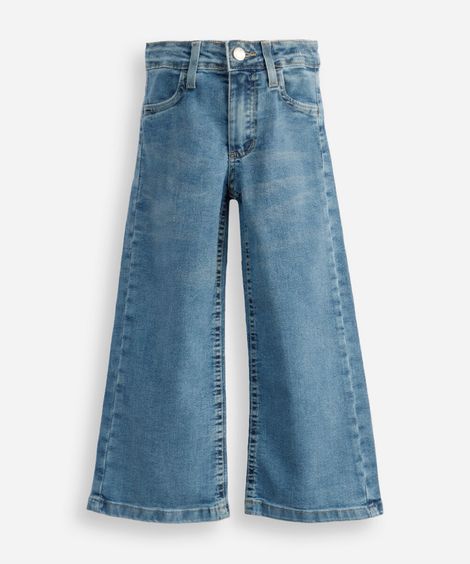 calça wide leg infantil jeans azul