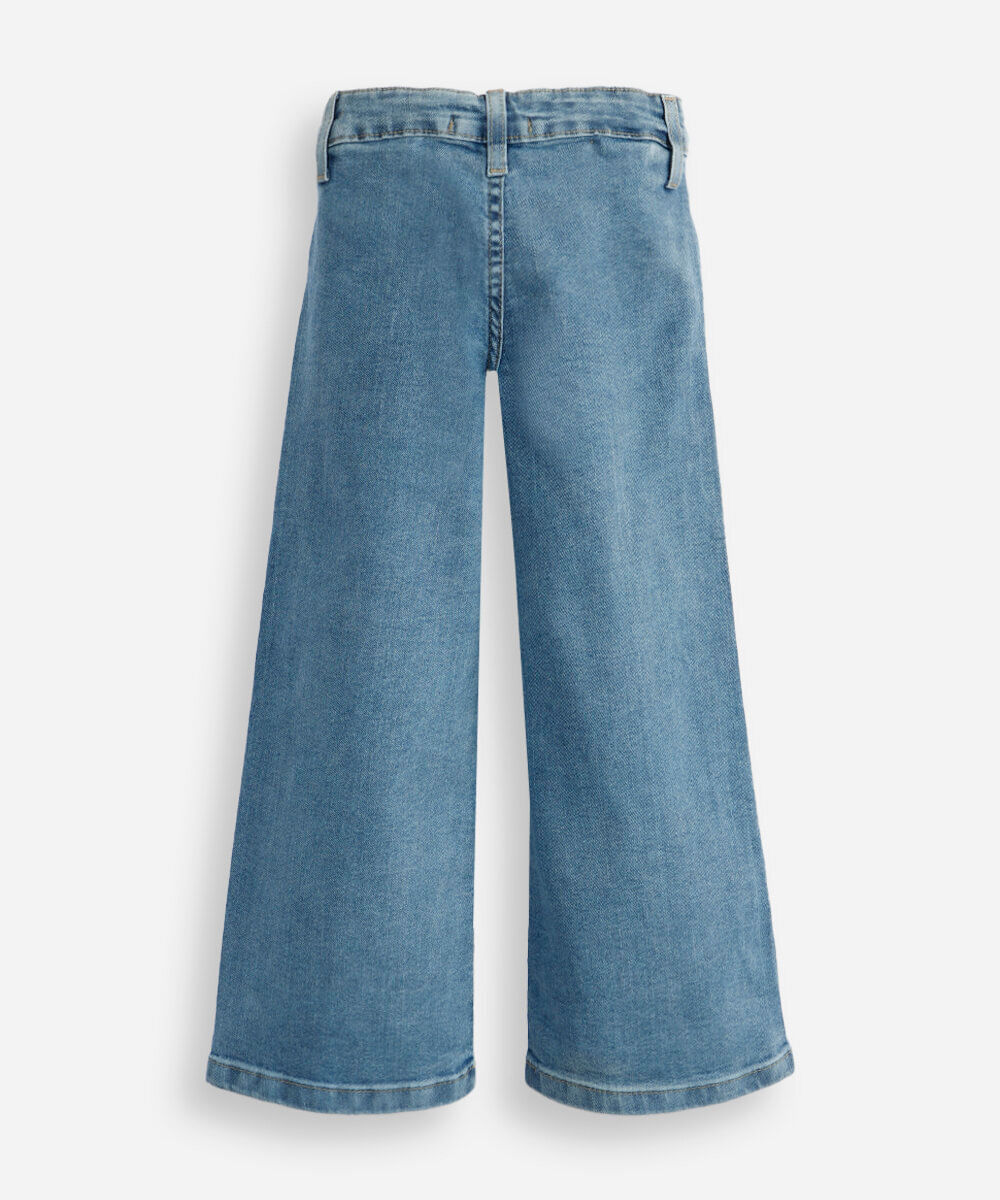 calça wide leg infantil jeans azul