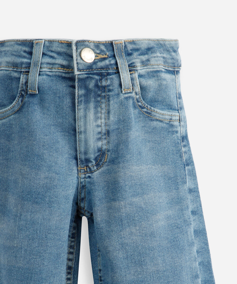 calça wide leg infantil jeans azul