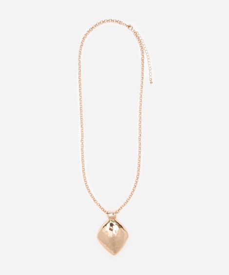 colar com pingente texturizado dourado
