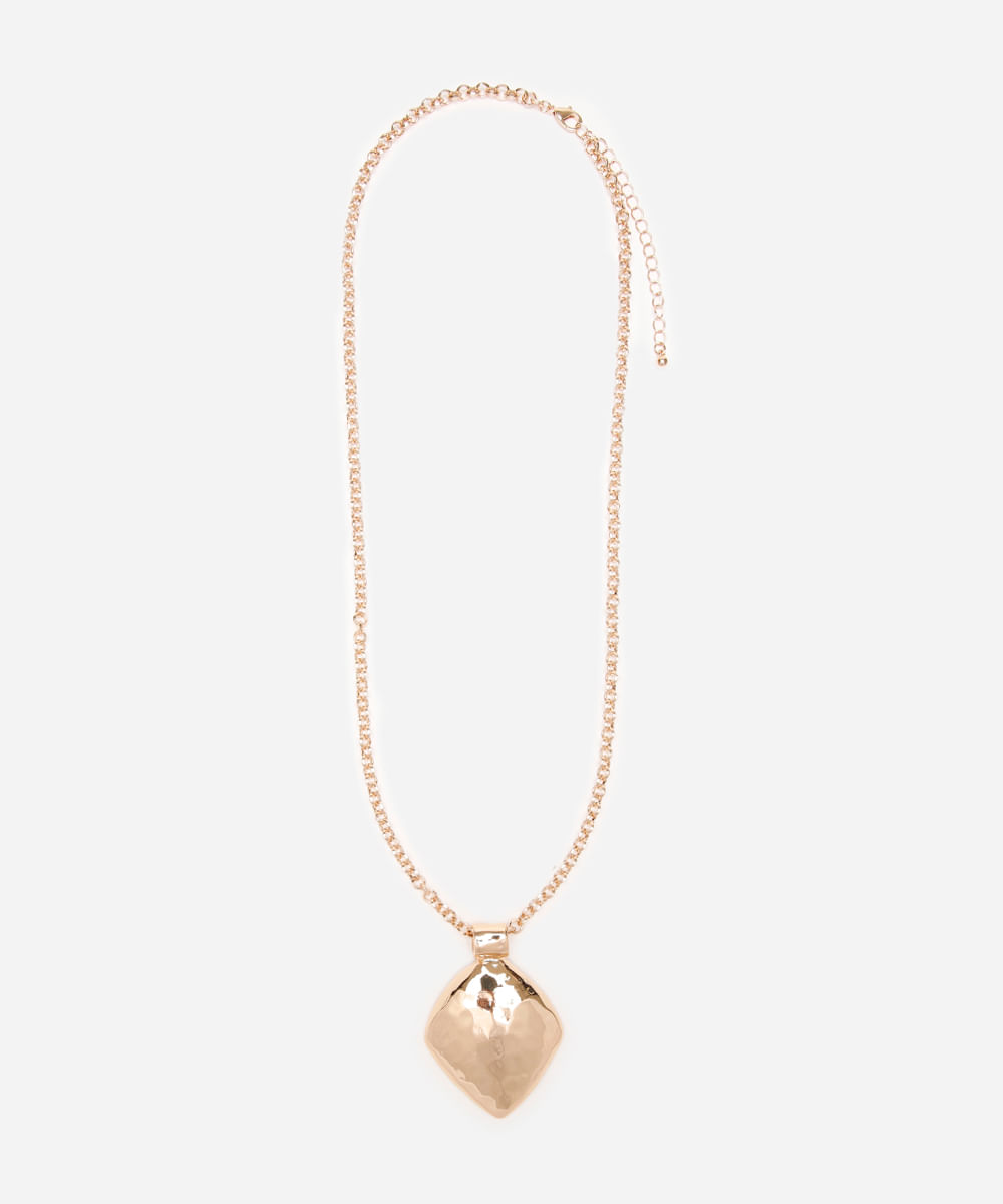 colar com pingente texturizado dourado