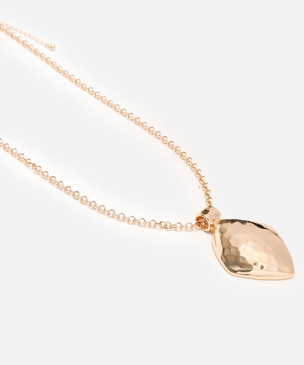 colar com pingente texturizado dourado