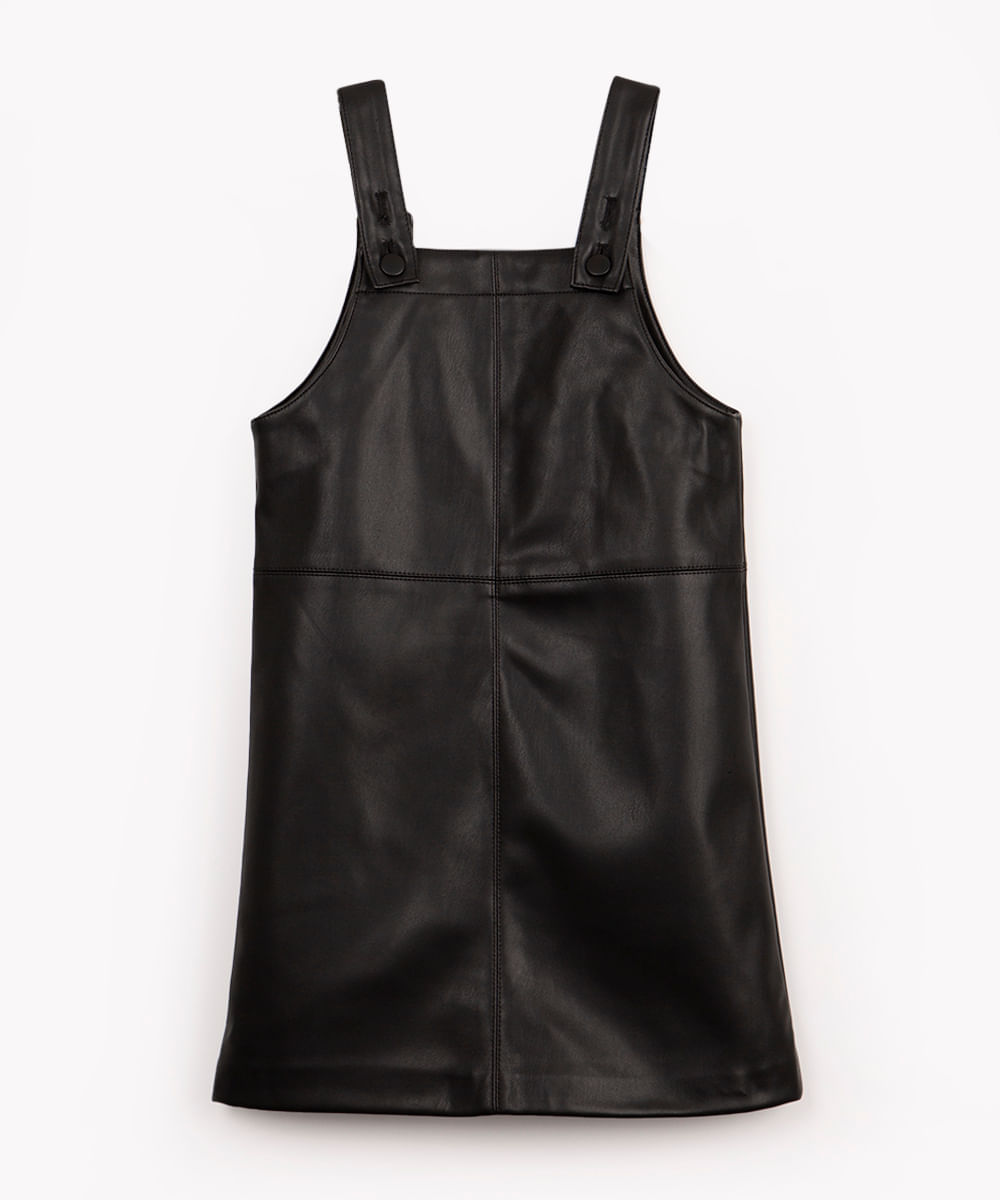 salopete infantil de poliuretano com recortes preta