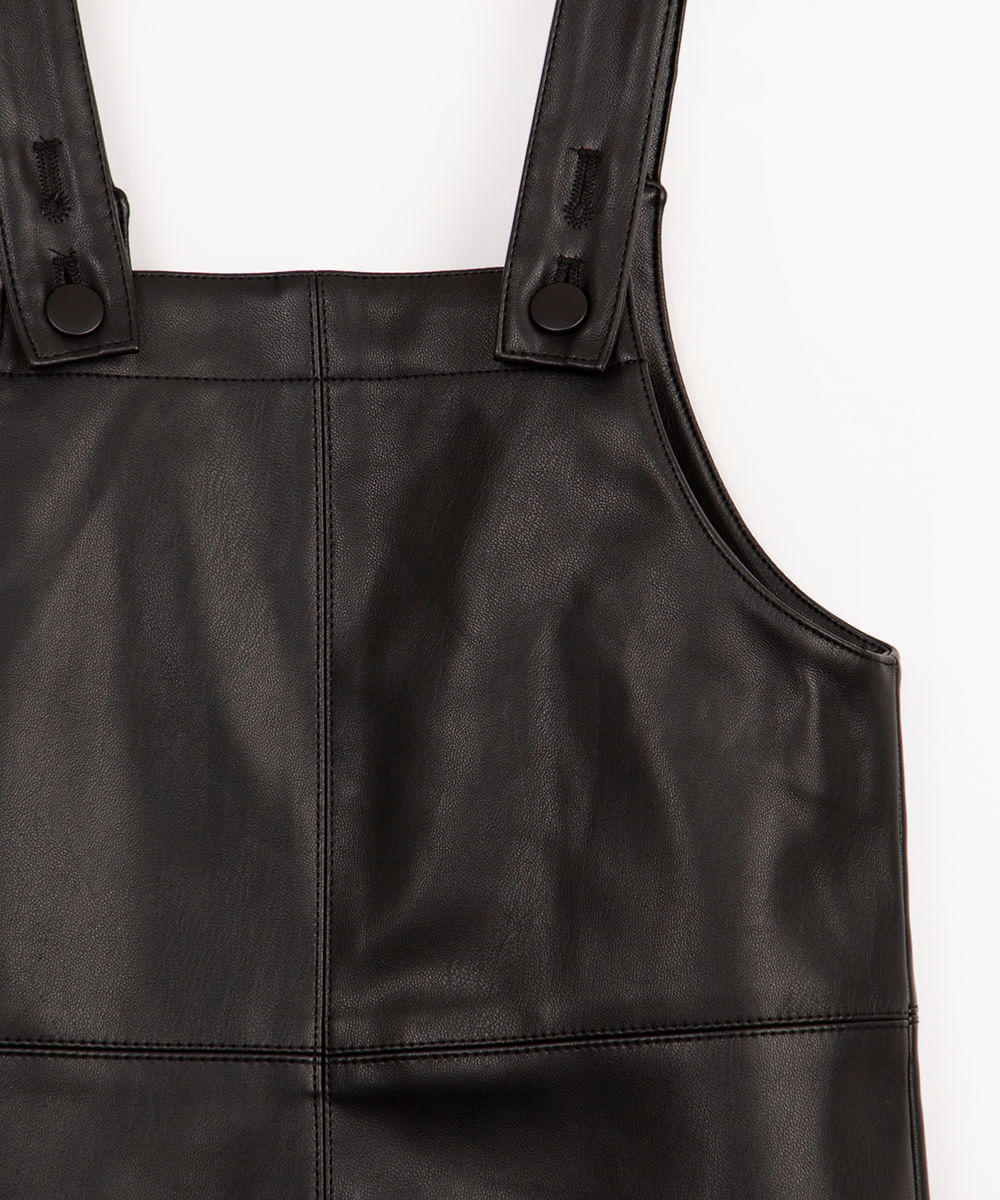 salopete infantil de poliuretano com recortes preta