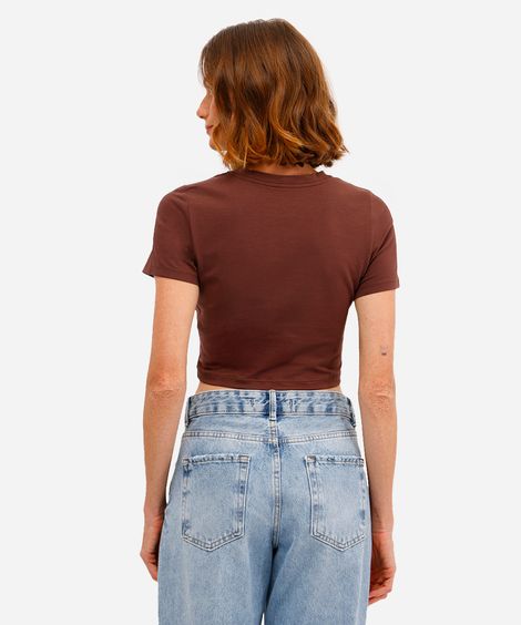 blusa básica feminina baby look marrom