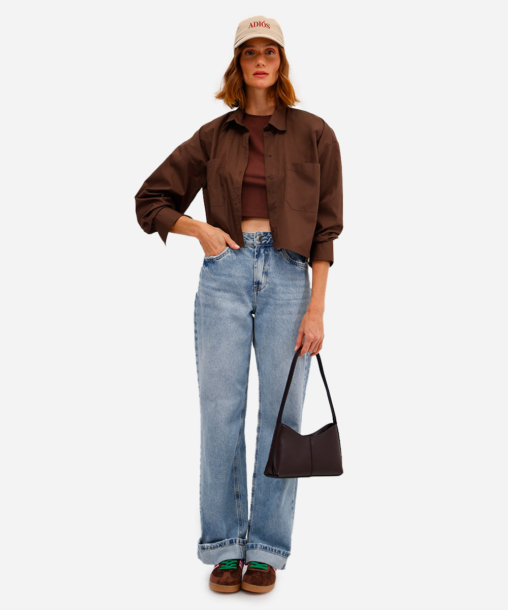 blusa básica feminina baby look marrom