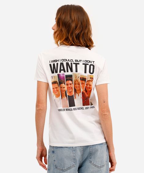 camiseta feminina de algodão friends off white