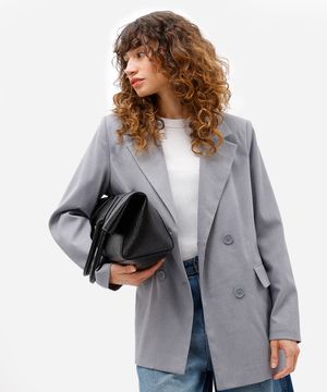 blazer de alfaiataria feminino oversized cinza