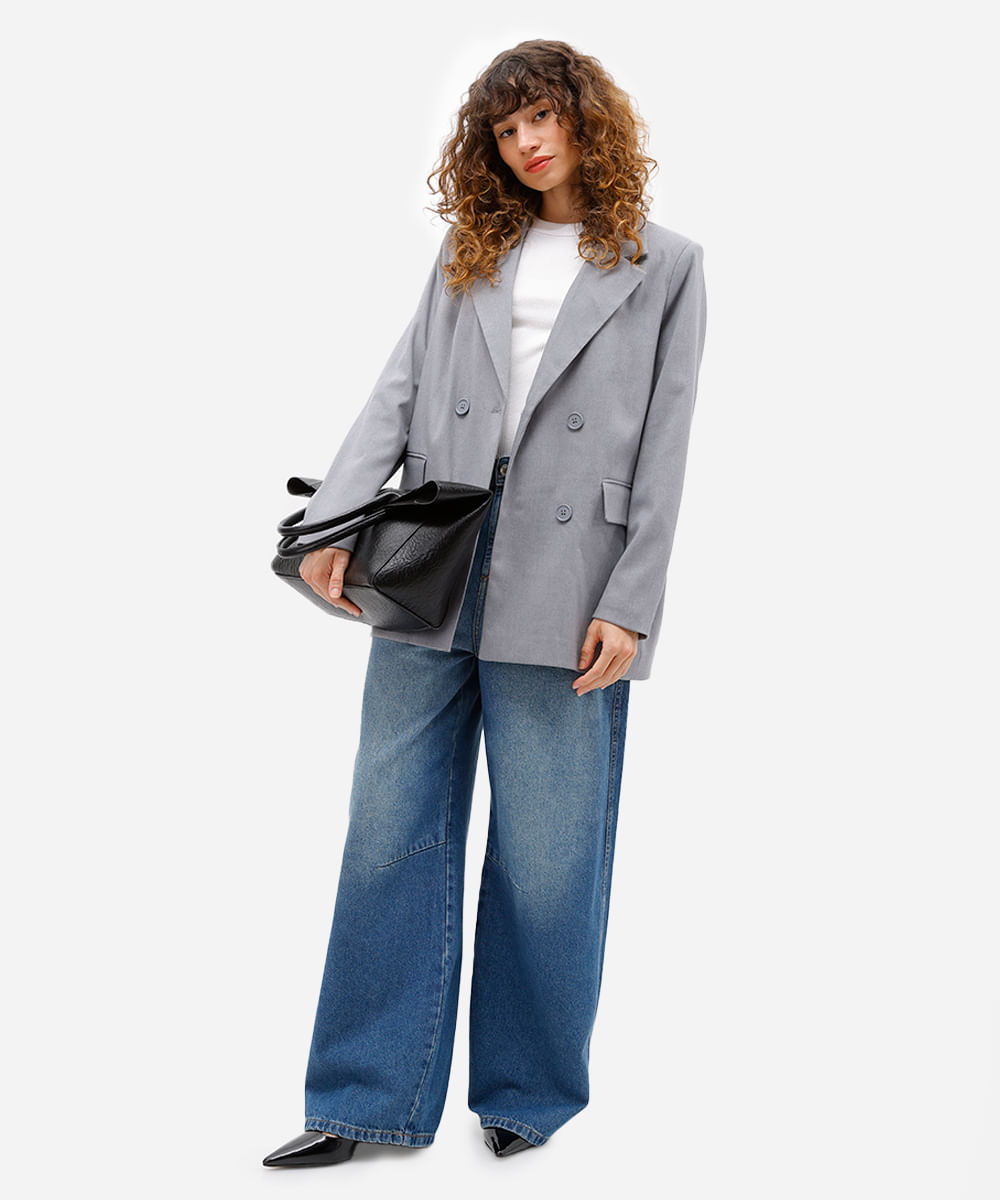 blazer de alfaiataria feminino oversized cinza