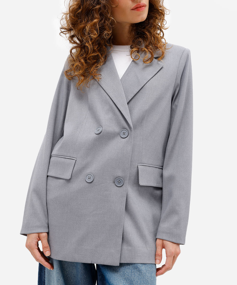 blazer de alfaiataria feminino oversized cinza