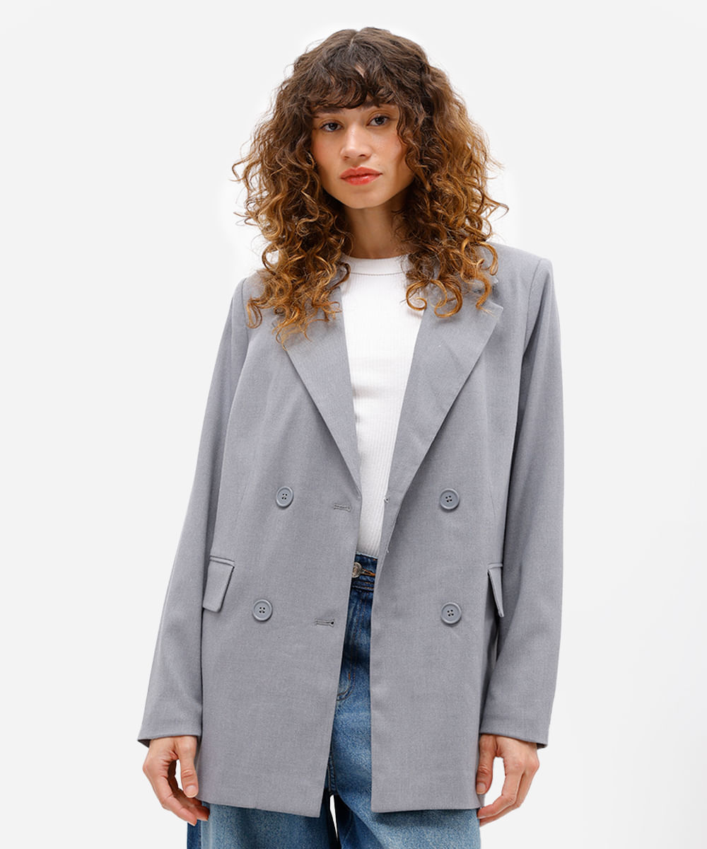 blazer de alfaiataria feminino oversized cinza