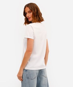 camiseta feminina de algodão friends off white