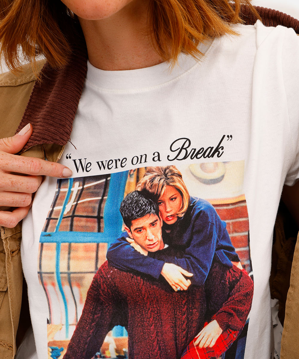 camiseta feminina de algodão friends off white
