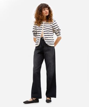 calça wide leg slim feminina jeans preta