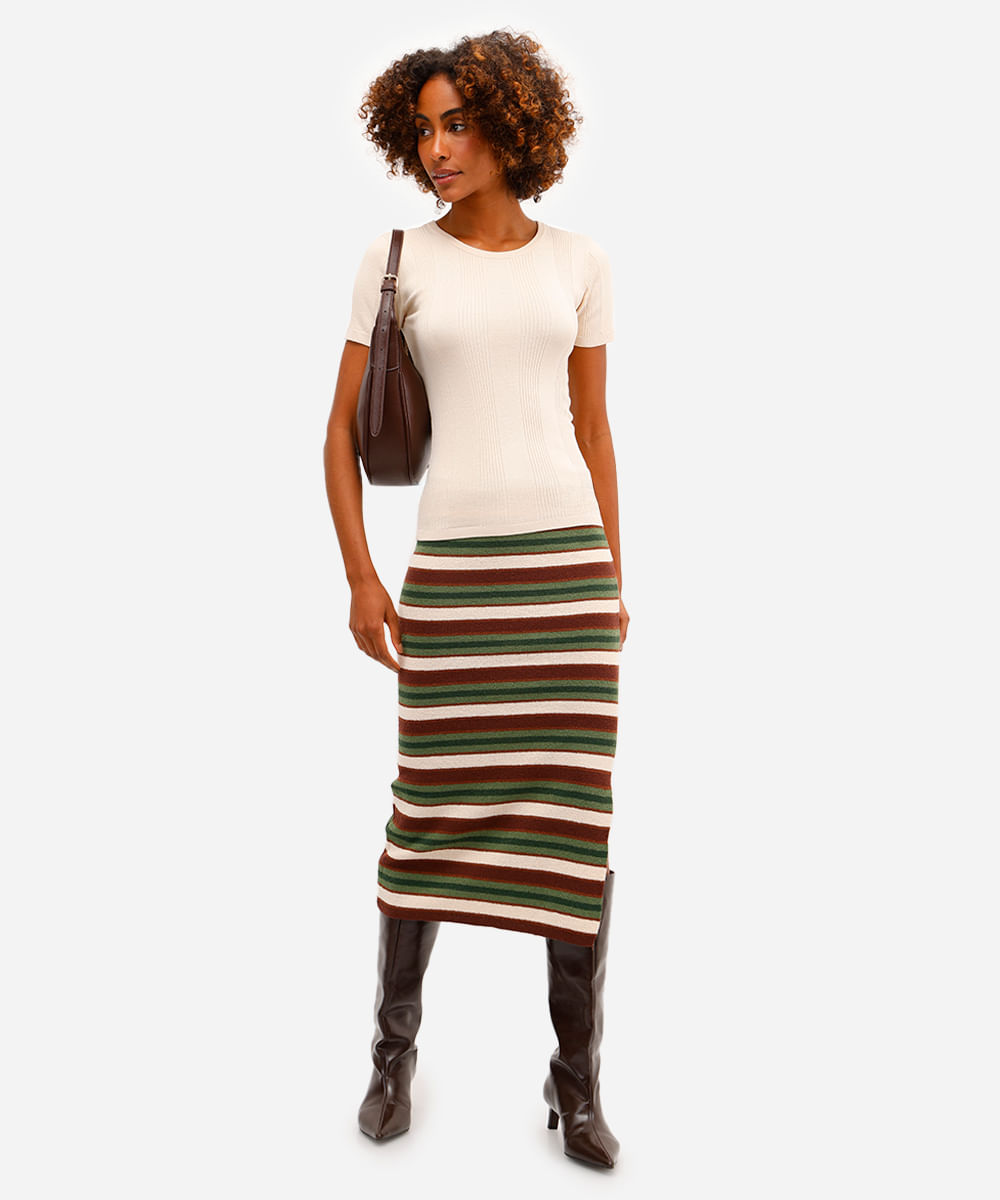 blusa com viscose canelada bege