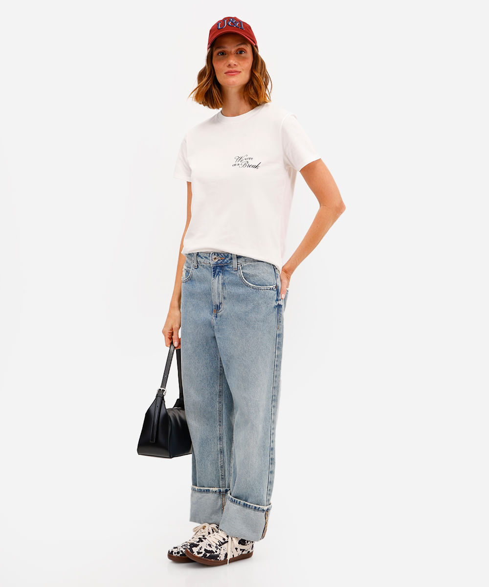 camiseta feminina de algodão friends off white