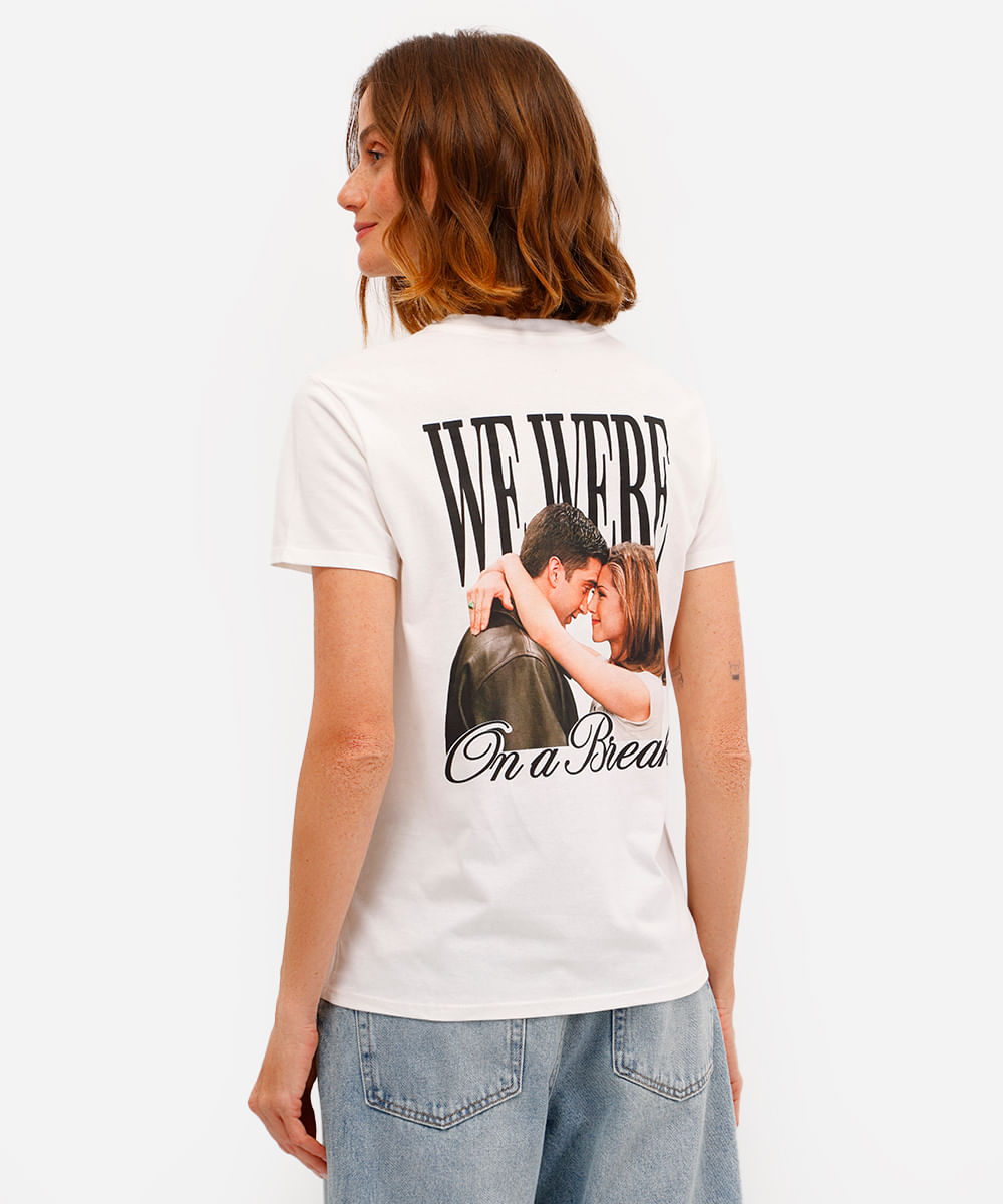 camiseta feminina de algodão friends off white