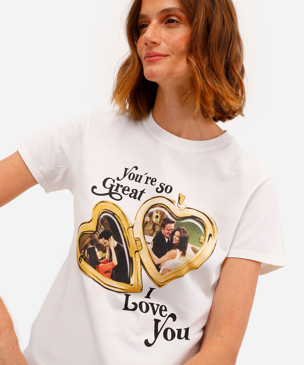 camiseta feminina de algodão friends off white