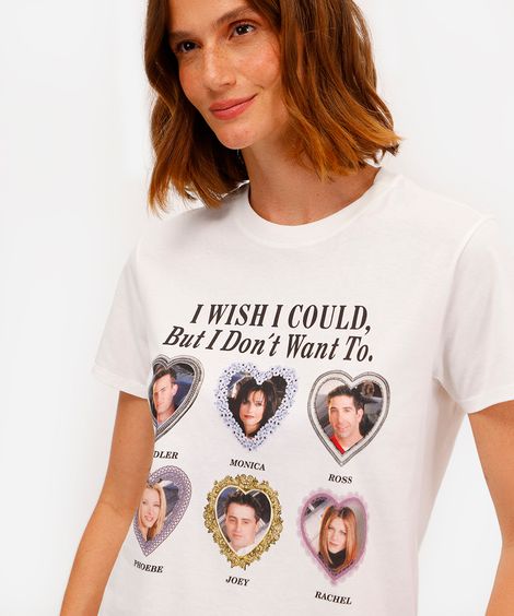 camiseta feminina de algodão friends off white