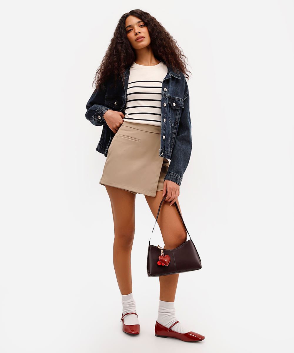 blusa feminina de tricot listrada bege