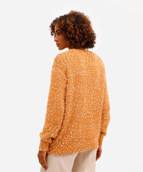 suéter feminino de tricot texturizado bege