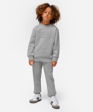 calça jogger infantil de moletom cinza