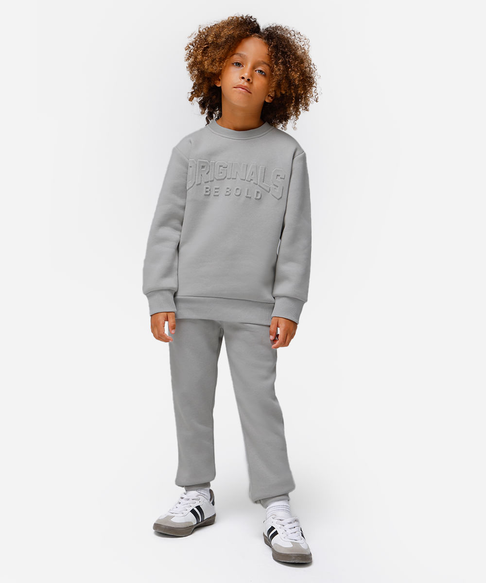 calça jogger infantil de moletom cinza