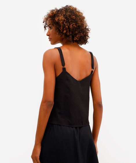regata feminina de viscose decote v preta