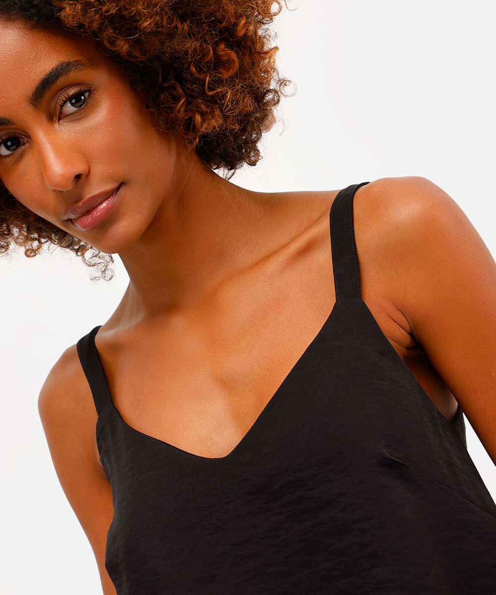 regata feminina de viscose decote v preta