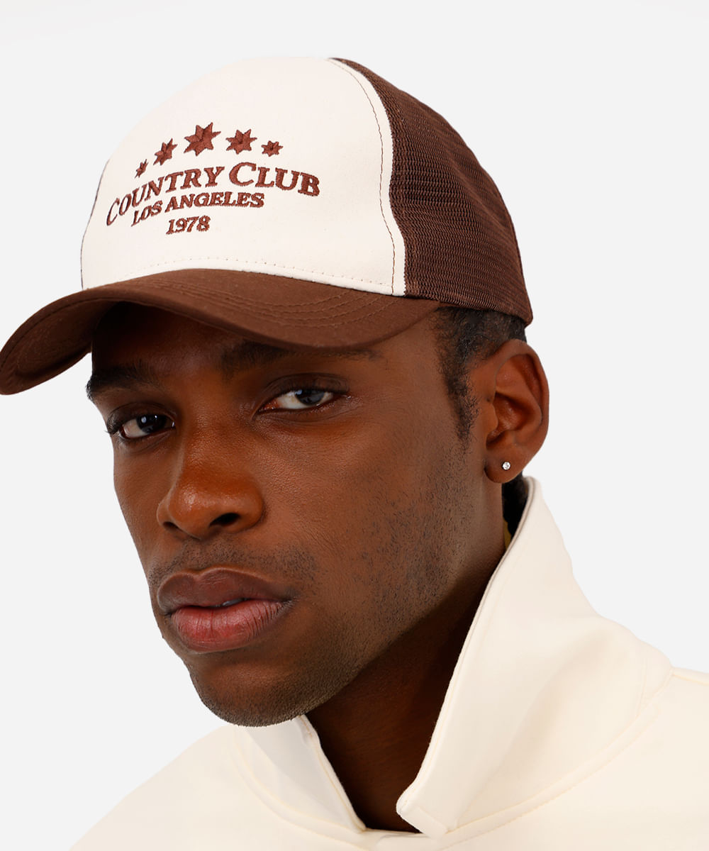 boné masculino truker country club - marrom