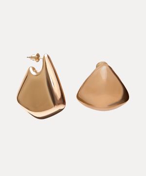 kit de 2 brincos femininos orgânicos assimétricos dourado