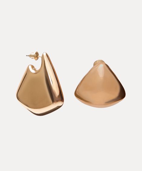 kit de 2 brincos femininos orgânicos assimétricos dourado