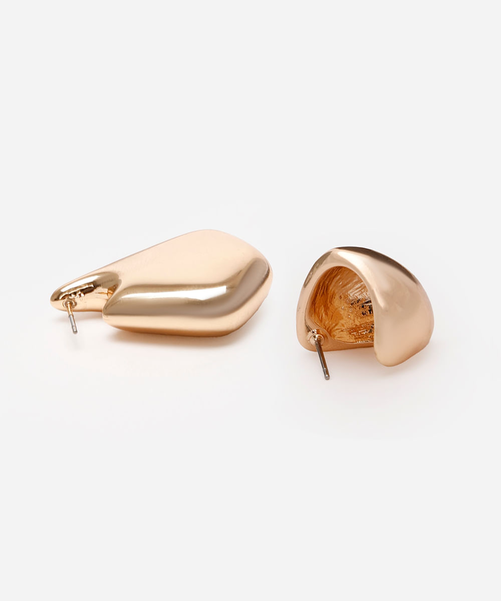 kit de 2 brincos femininos orgânicos assimétricos dourado