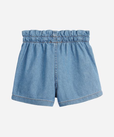 short jeans infantil com elástico azul
