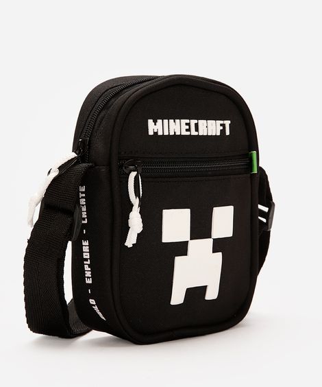 bolsa shoulder bag infantil minecraft - preto
