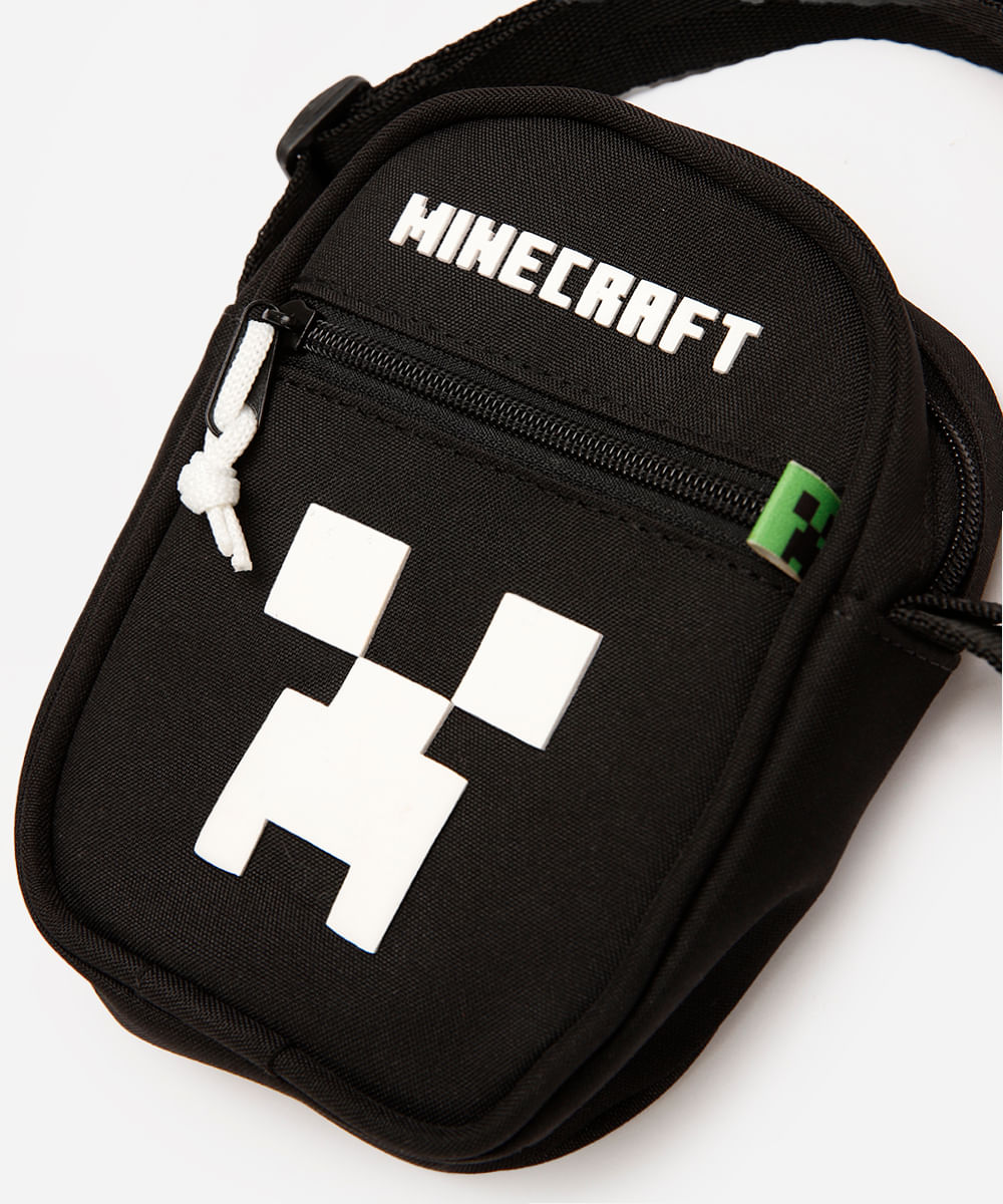 bolsa shoulder bag infantil minecraft - preto