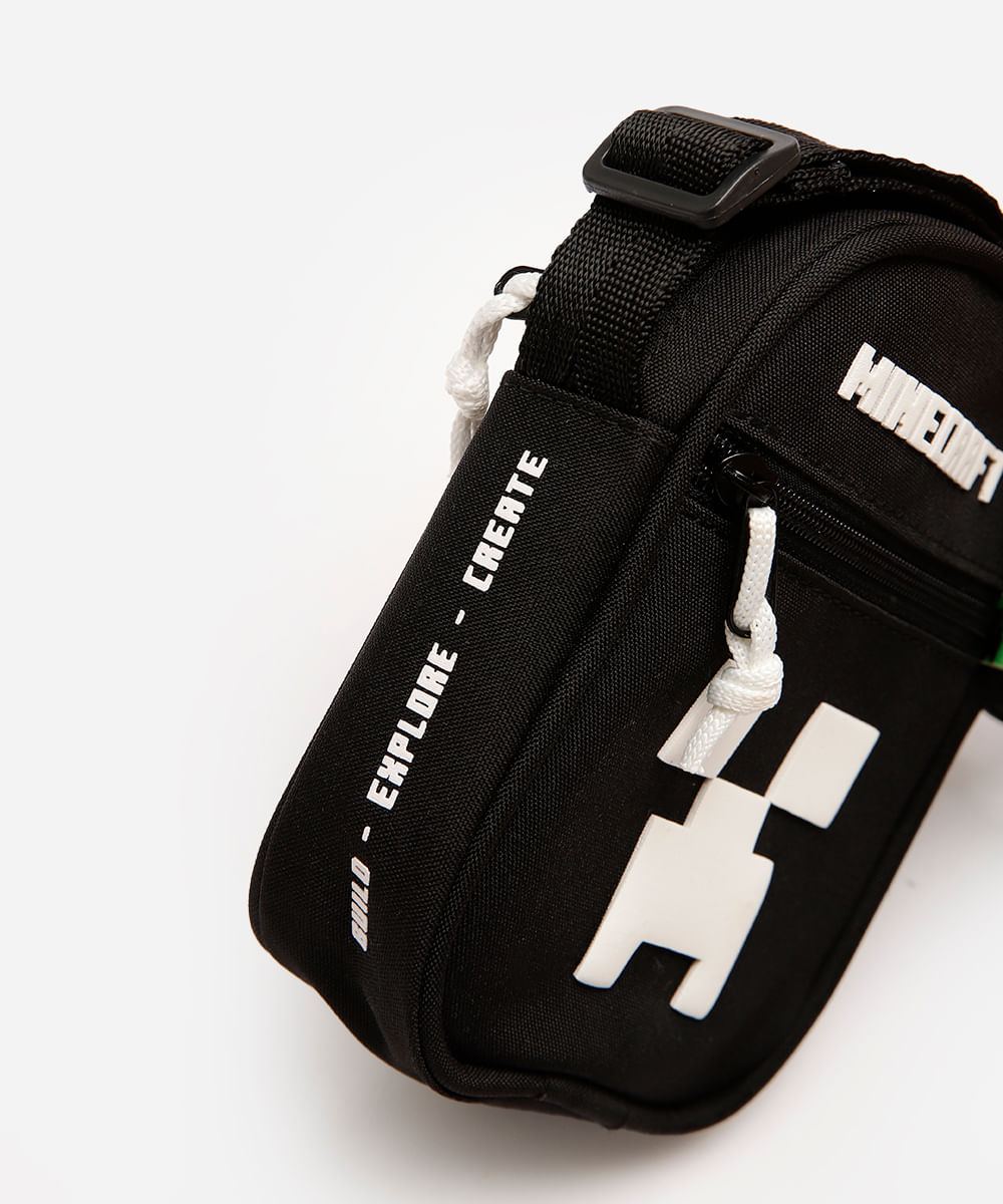 bolsa shoulder bag infantil minecraft - preto